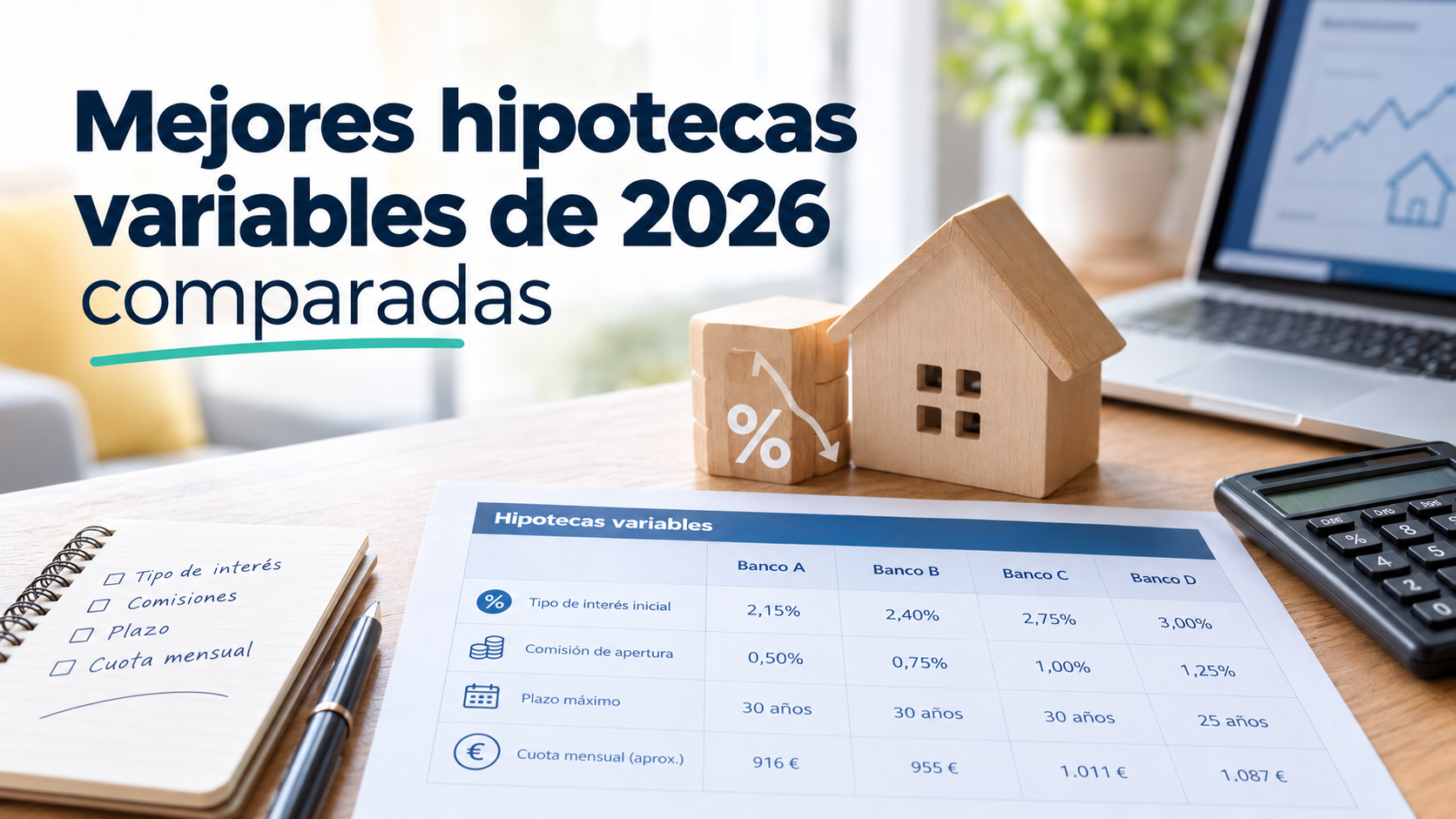 Mejores hipotecas variables de 2026: comparativa actualizada