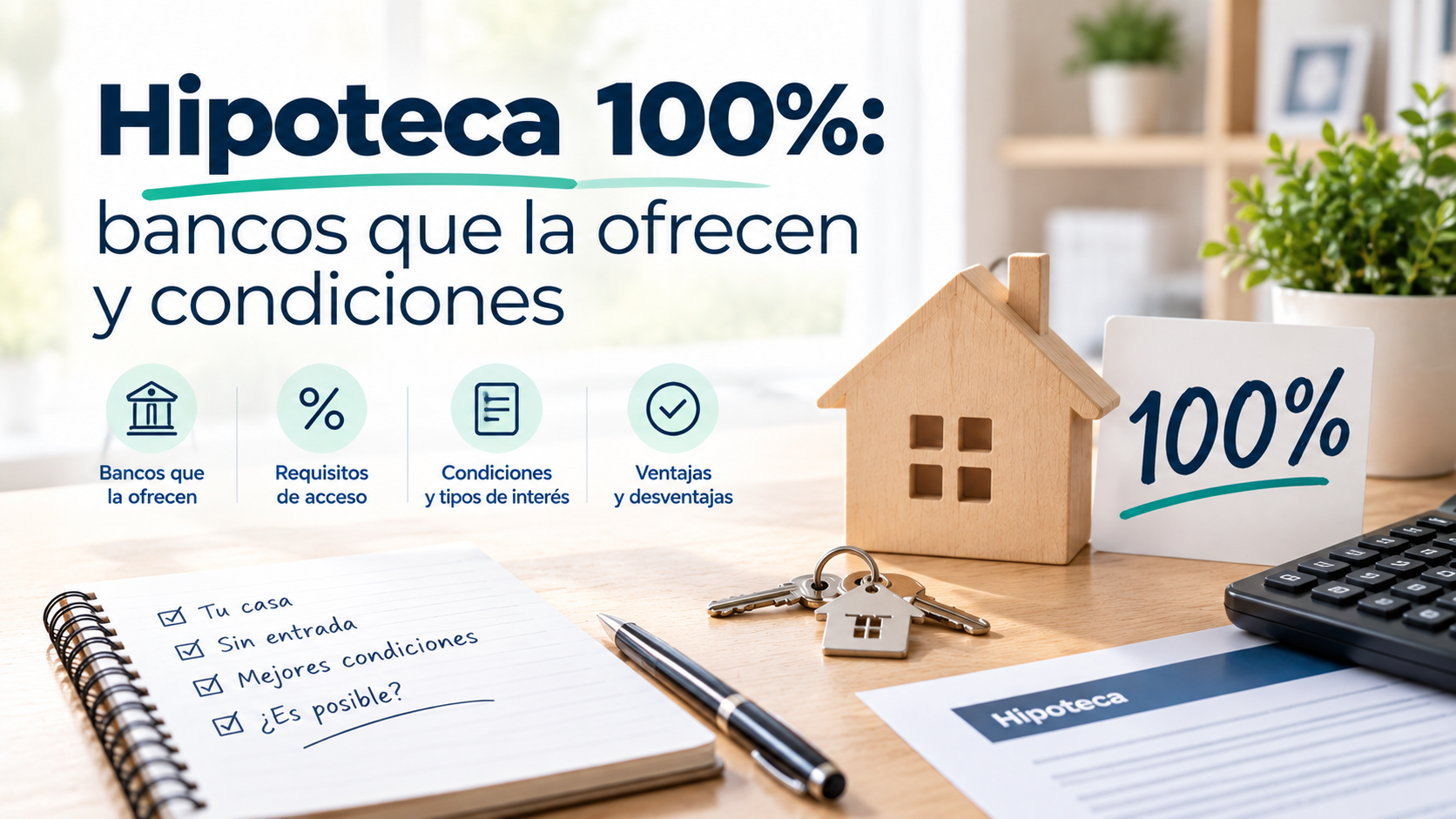 Hipoteca 100%: bancos que la ofrecen y condiciones en 2026